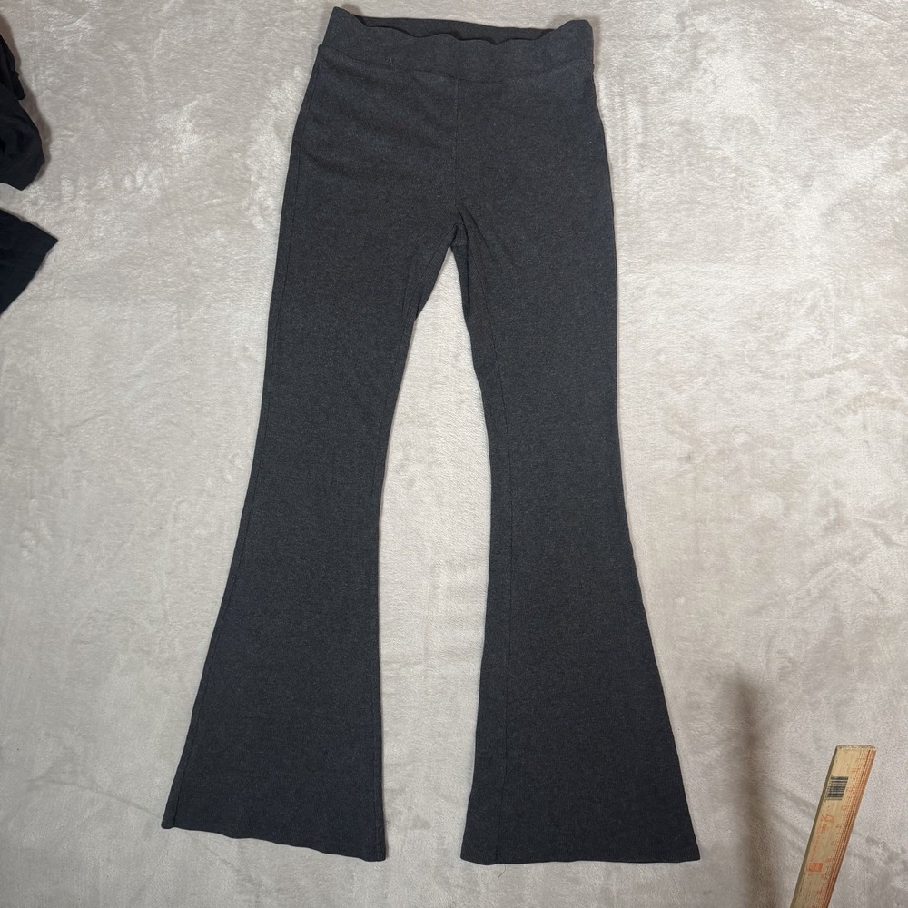 Aerie Women's Small S/P Grey Ribbed Knit High Rise Flare Leggings Yoga Pants